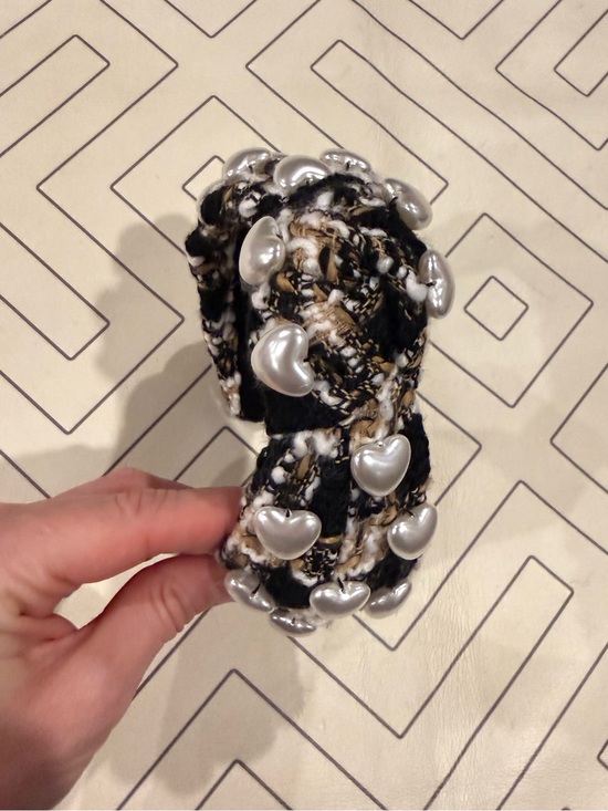Brianna Cannon Tweed Pearl Heart Knot Headband main image 6